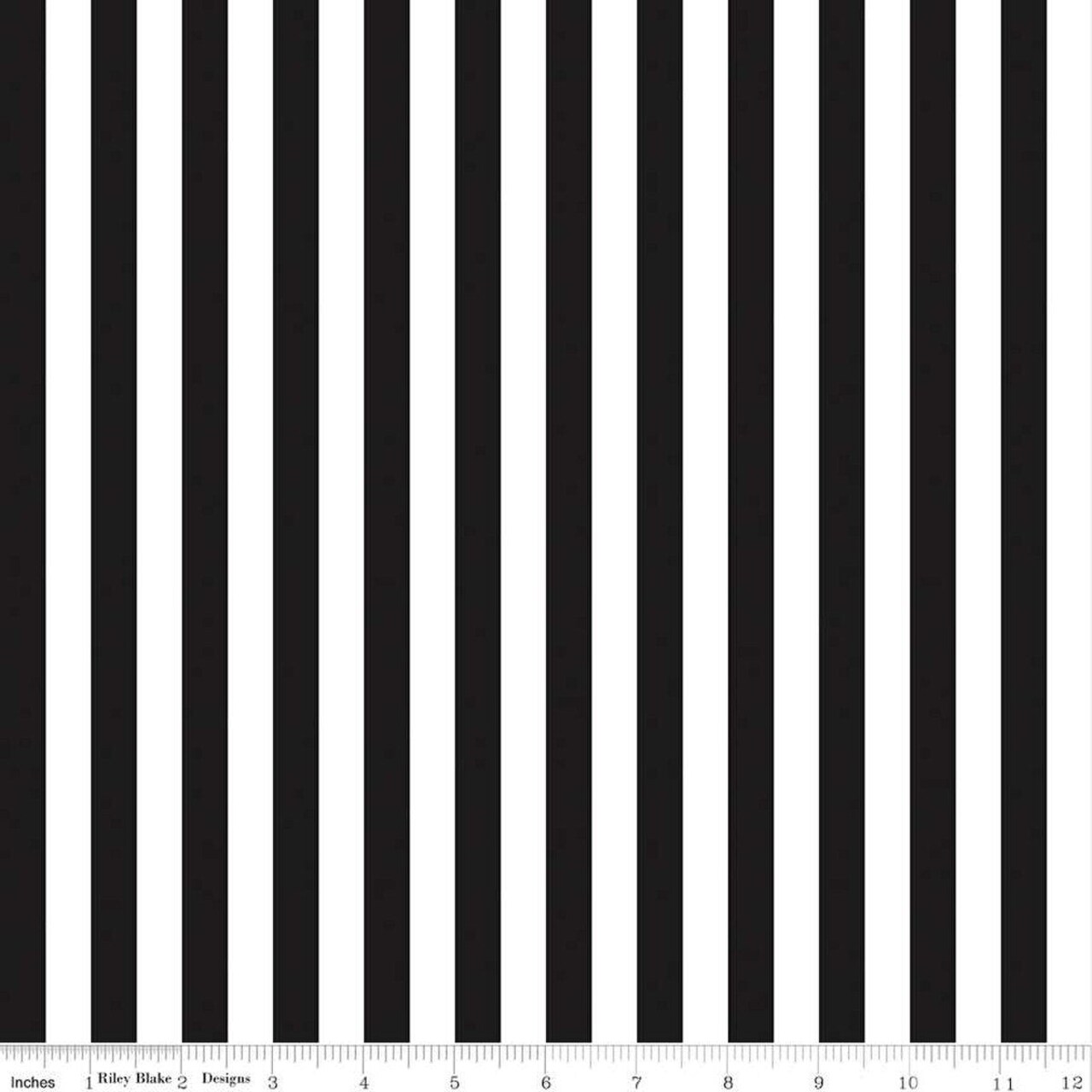 Fabric Riley Blake Basics Black/White 1/2" Stripes by the Quarter Yard C530-110-BLACK